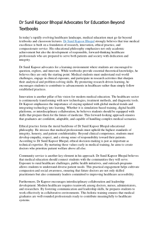 Dr Sunil Kapoor Bhopal