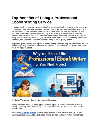 Top Benefits of Using a Professional Ebook Writing Service