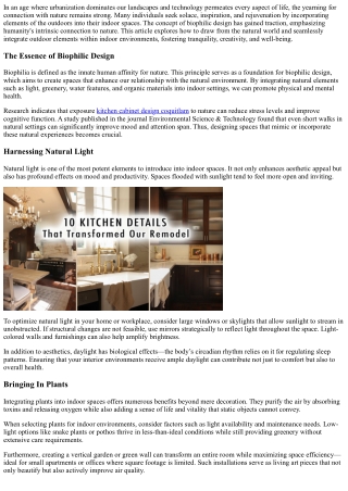 Finding Inspiration From Nature By Blending Outdoor Elements Into Indoor Environ