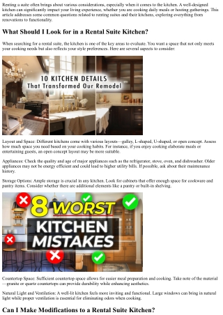 Common Questions About Renting Suites and Their Kitchens!