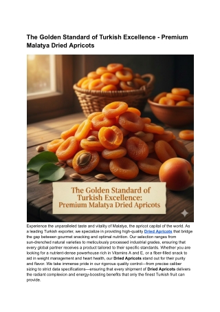 The Golden Standard of Turkish Excellence - Premium Malatya Dried Apricots