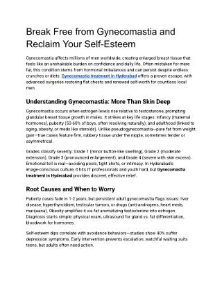 Gynecomastia treatment in Hyderabad