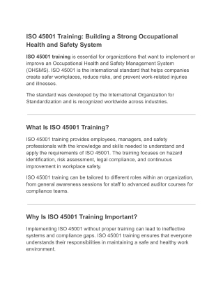 iso 45001 training