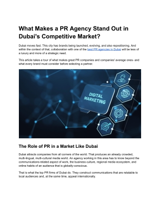 What Makes a PR Agency Stand Out in Dubai's Competitive Market_