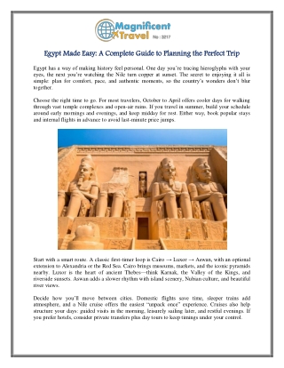 Egypt Made Easy A Complete Guide to Planning the Perfect Trip