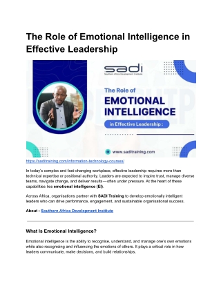 The Role of Emotional Intelligence in Effective Leadership