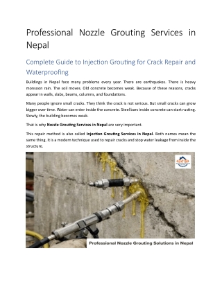Trusted Nozzle Grouting Services in Nepal