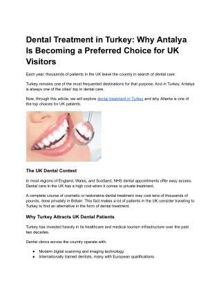 Dental Treatment in Turkey_ Why Antalya Is Becoming a Preferred Choice for UK Visitors