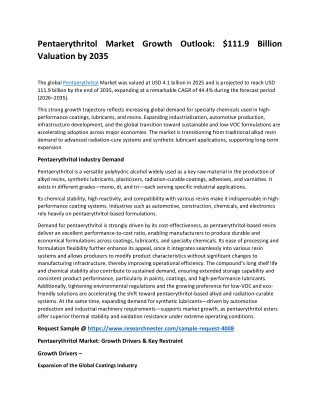 Pentaerythritol Market to Reach Expected Growth of CAGR 44.4% by 2035