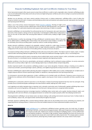 Domestic Scaffolding Explained - Safe and Cost-Effective Solutions for Your Home