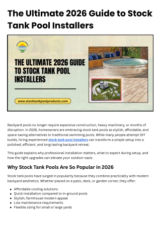 Ultimate 2026 Guide to Stock Tank Pool Installers