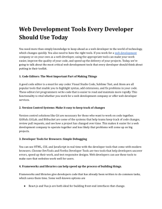 Web Development Tools Every Developer Should Use Today