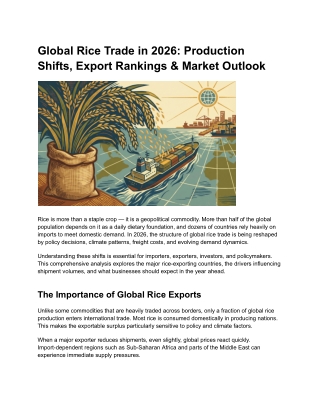 Global Rice Trade Report 2026: Export Rankings, Production Trends & Market Forec