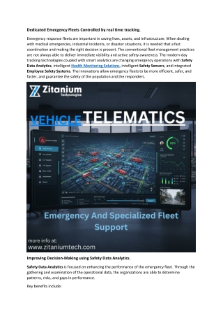 Dedicated Emergency Fleets Controlled by real time tracking
