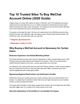 Top 10 Trusted Sites To Buy WeChat Account Online (2026 Guide)