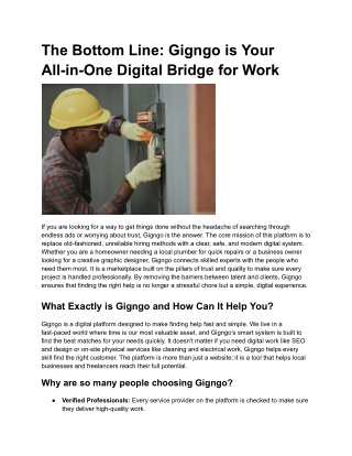 The Bottom Line: Gigngo is Your All-in-One Digital Bridge for Work