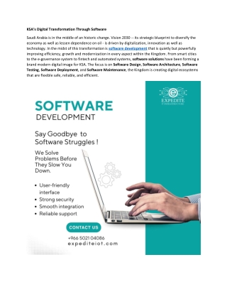The Code of Change -Software Development Accelerating KSA's Transformation