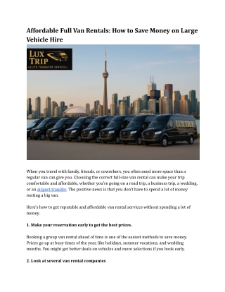 Affordable Full Van Rentals_ How to Save Money on Large Vehicle Hire