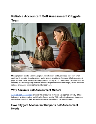 Reliable Accountant Self Assessment Citygate Team