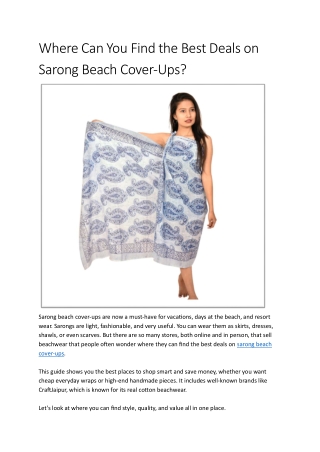 Where Can You Find the Best Deals on Sarong Beach Cover?