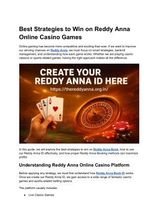 Best Strategies to Win on Reddy Anna Online Casino Games