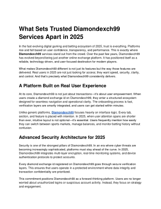 What Sets Trusted Diamondexch99 Services Apart in 2025