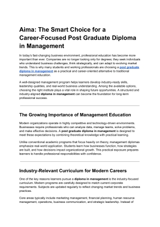 Aima_ The Smart Choice for a Career-Focused Post Graduate Diploma in Management