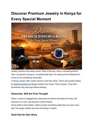 Premium Jewelry in Kenya for Weddings, Engagements & Special Moments