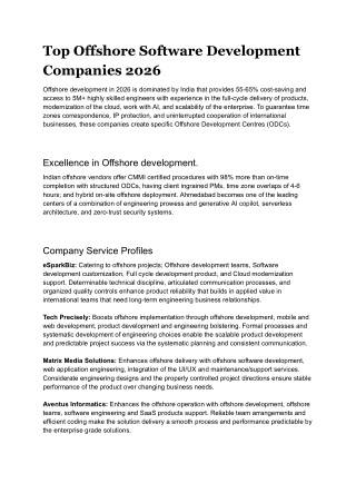 Top Offshore Software Development Companies in India 2026