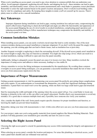 Authentic Insights on Access Panel Installation Pitfalls