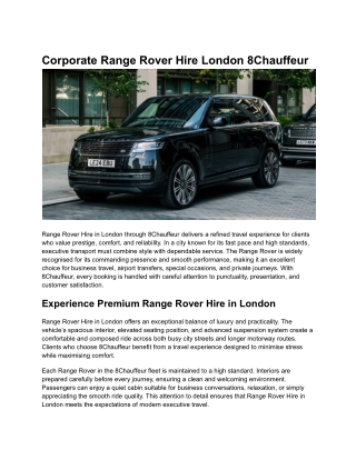 Corporate Range Rover Hire London 8Chauffeur