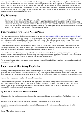 What Secrets Are Behind Installing Fire-Rated Access Panels?
