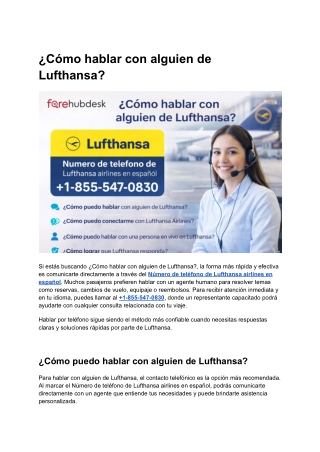 ¿Cómo hablar con alguien de Lufthansa