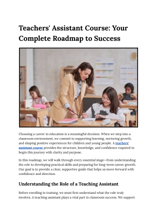 Teachers Assistant Course: Build Skills for Success