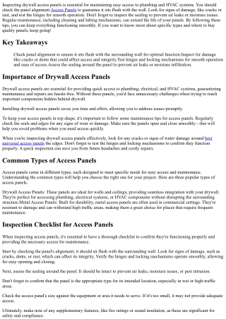 Inspecting Drywall Access Panels: A Practical Guide