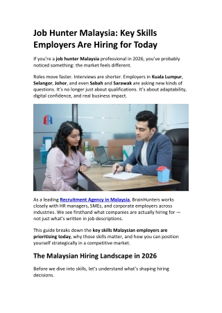 Job Hunter Malaysia Key Skills Employers Are Hiring for Today