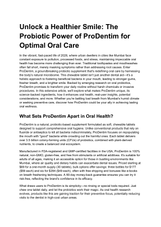 Unlock a Healthier Smile_ The Probiotic Power of ProDentim for Optimal Oral Care