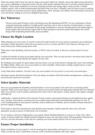 5 Tips for Using Access Panels in Renovations