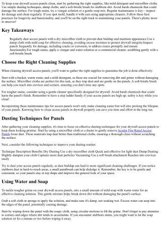 10 Best Tips for Cleaning Drywall Access Panels