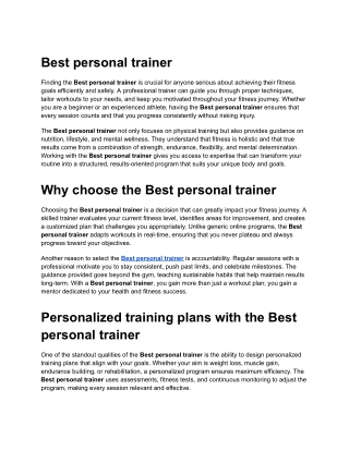 Best personal trainer