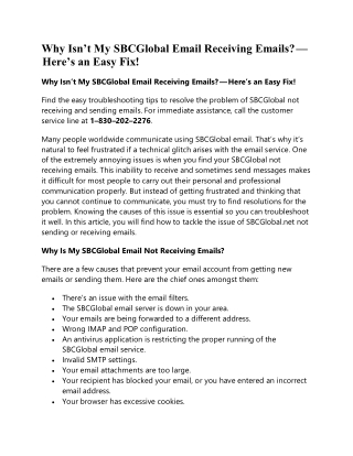 Why Isn't My SBCGlobal Email Receiving Emails? - Here's an Easy Fix!