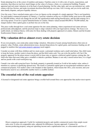 Estate Planning and Property Appraisal: Getting It Right