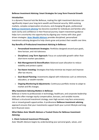 Bellevue Investment Advising | Avier Wealth Advisors