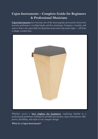 Cajon Instruments – Complete Guide for Beginners & Professional Musicians