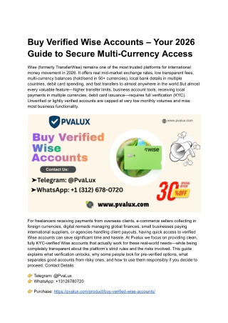 Buy Verified Wise Accounts – Your 2026 Guide to Secure Multi-Currency Access