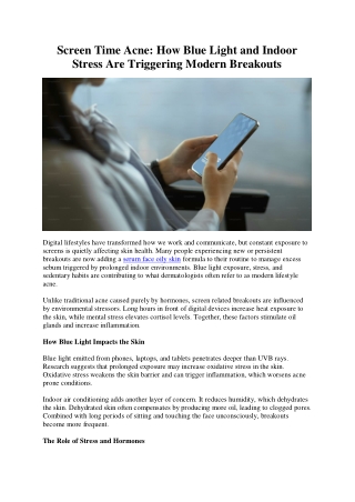 Screen Time Acne- How Blue Light and Indoor Stress Are Triggering Modern Breakouts