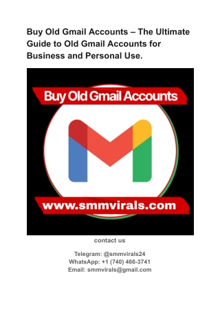 Buy Old Gmail Accounts – The Ultimate Guide to Old Gmail Accounts for Business and Personal Use