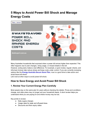 5 Ways to Avoid Power Bill Shock and Manage Energy Costs
