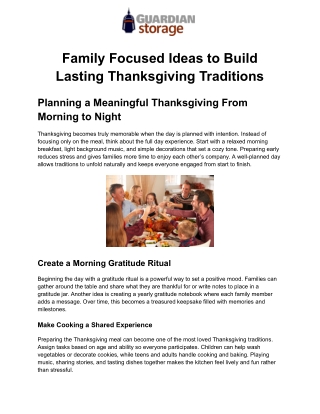 Family Focused Ideas to Build Lasting Thanksgiving Traditions