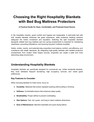 Choosing the Right Hospitality Blankets with Bed Bug Mattress Protectors